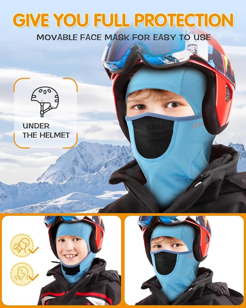 AOPREL Kids Balaclava Ski Mask with Breathable Holes, Windproof Fleece Full Face Mask for Cold Weather Boys Girls - Image 4